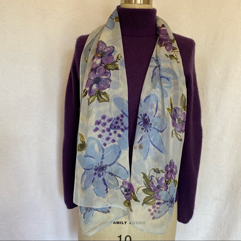 Laura Ashley silk georgette floral oblong scarf